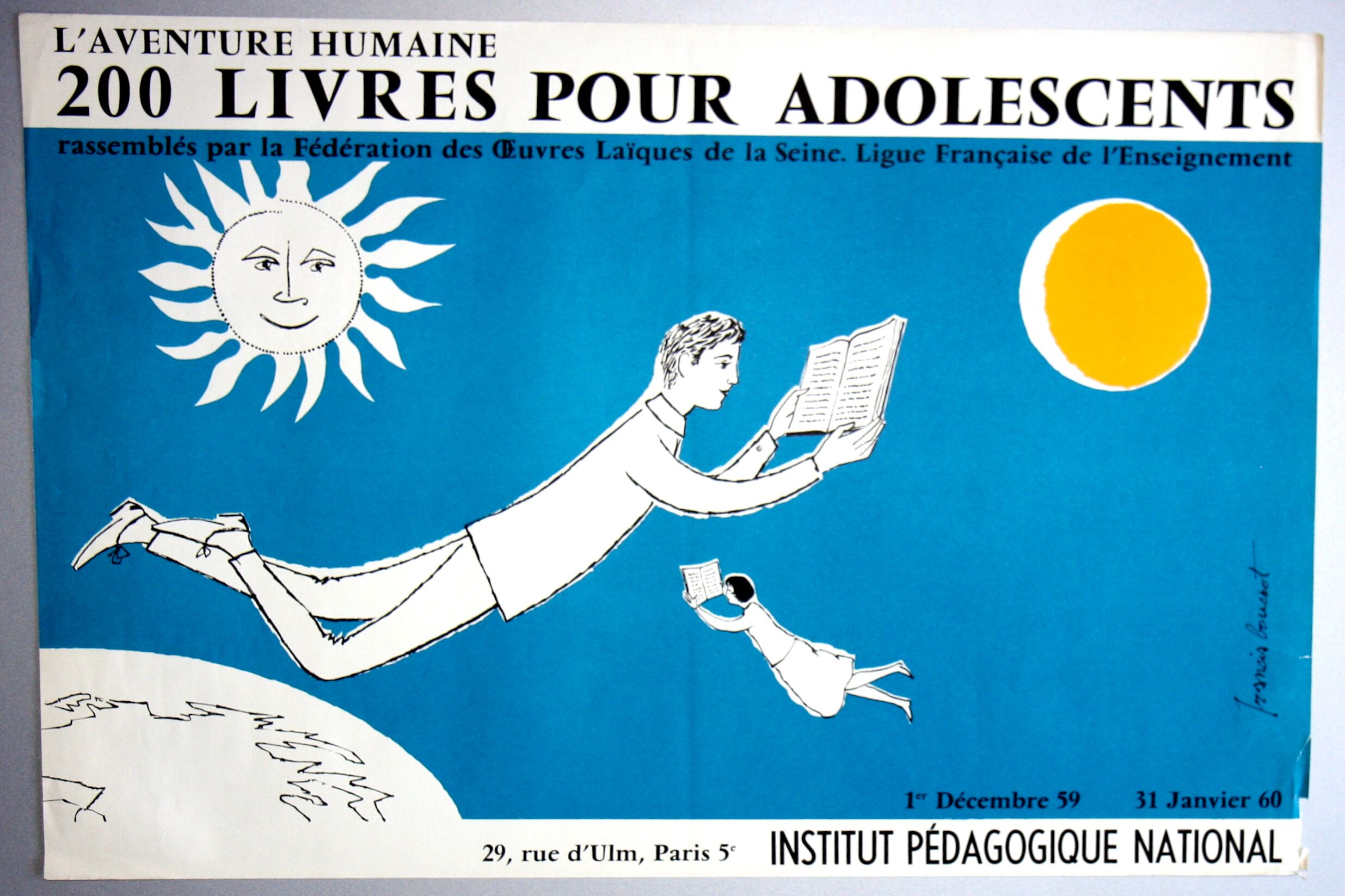 Old poster of 1959 " 200 books for teenagers ", format 40x 60 cm