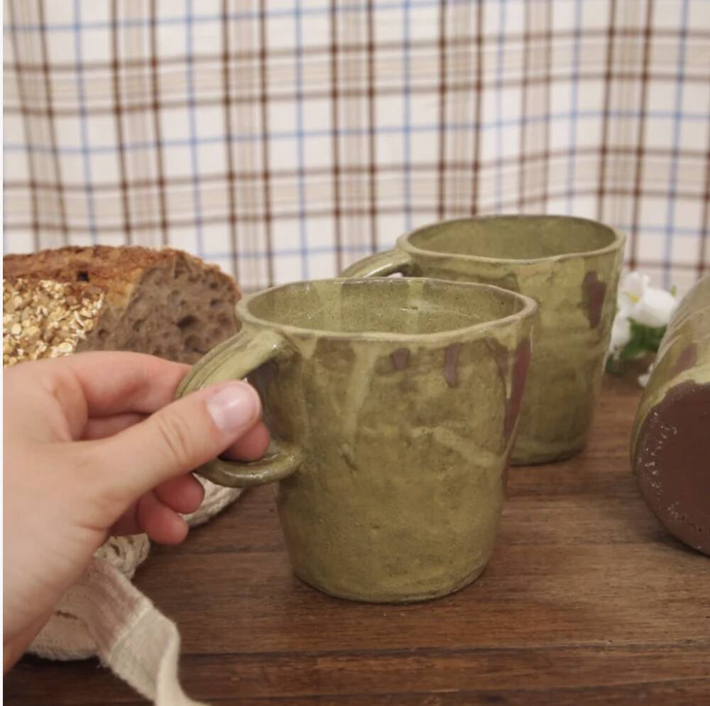 Large olive green mug