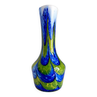 Blue and green glass paste vase