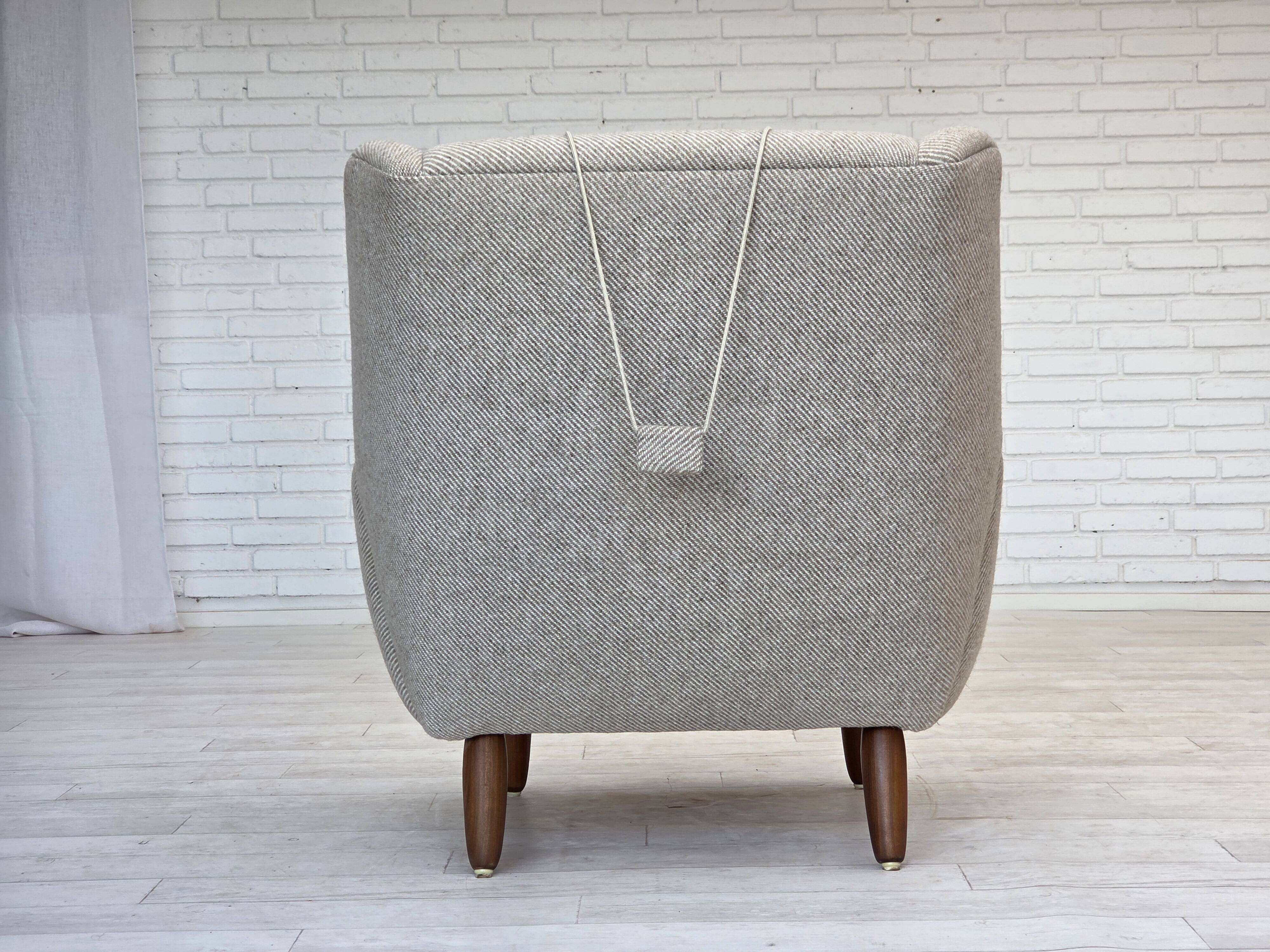 1960s, Danish design by Kurt Østervig, armchair model 61, wool, teak.