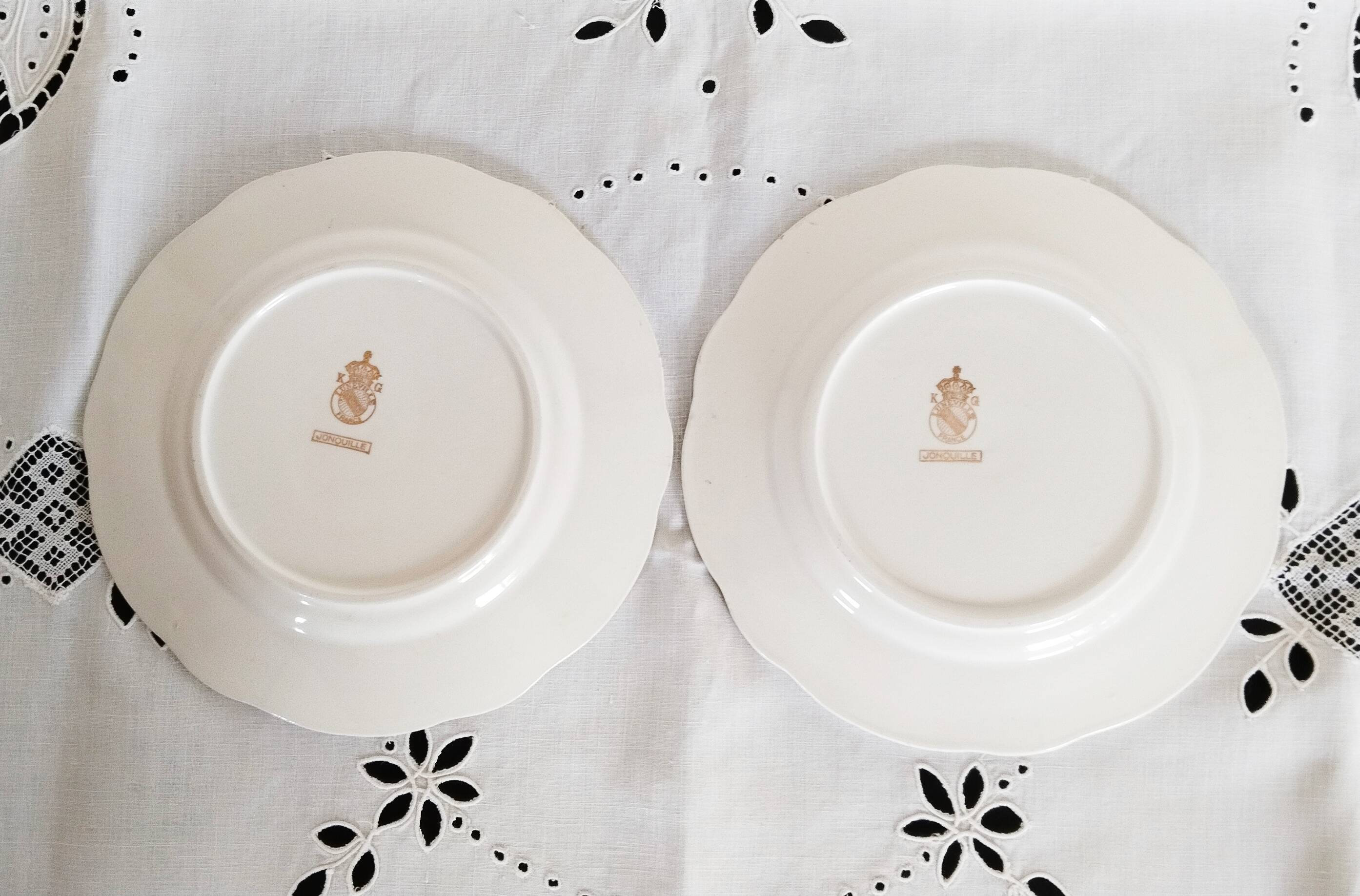 Yellow dessert service in Lunéville earthenware, Jonquille model