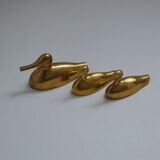 Suite of 3 brass ducks