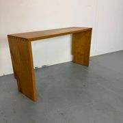Magnifique banc d'entrée minimaliste en bois, de belle facture, années 1970