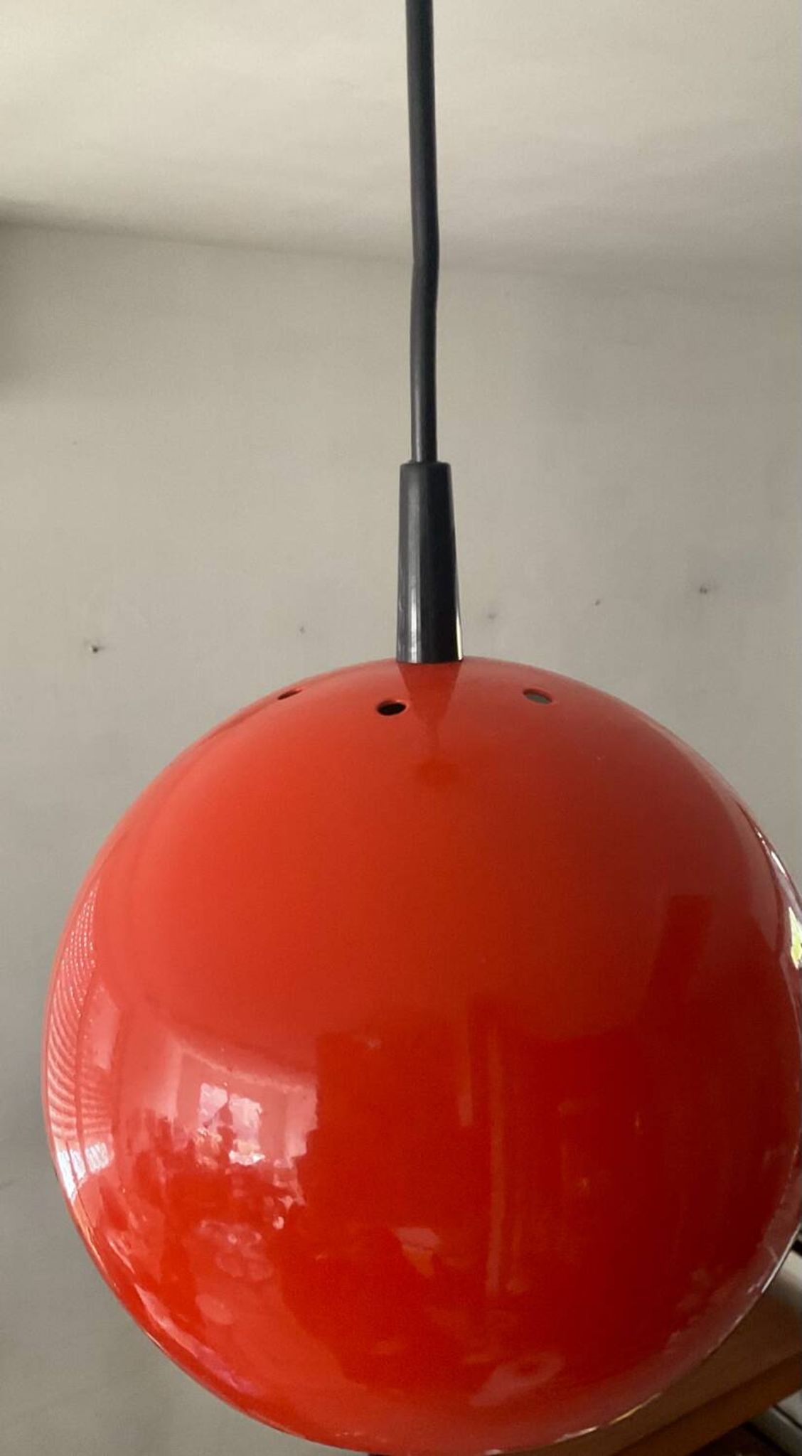 Space Age orange metal pendant light