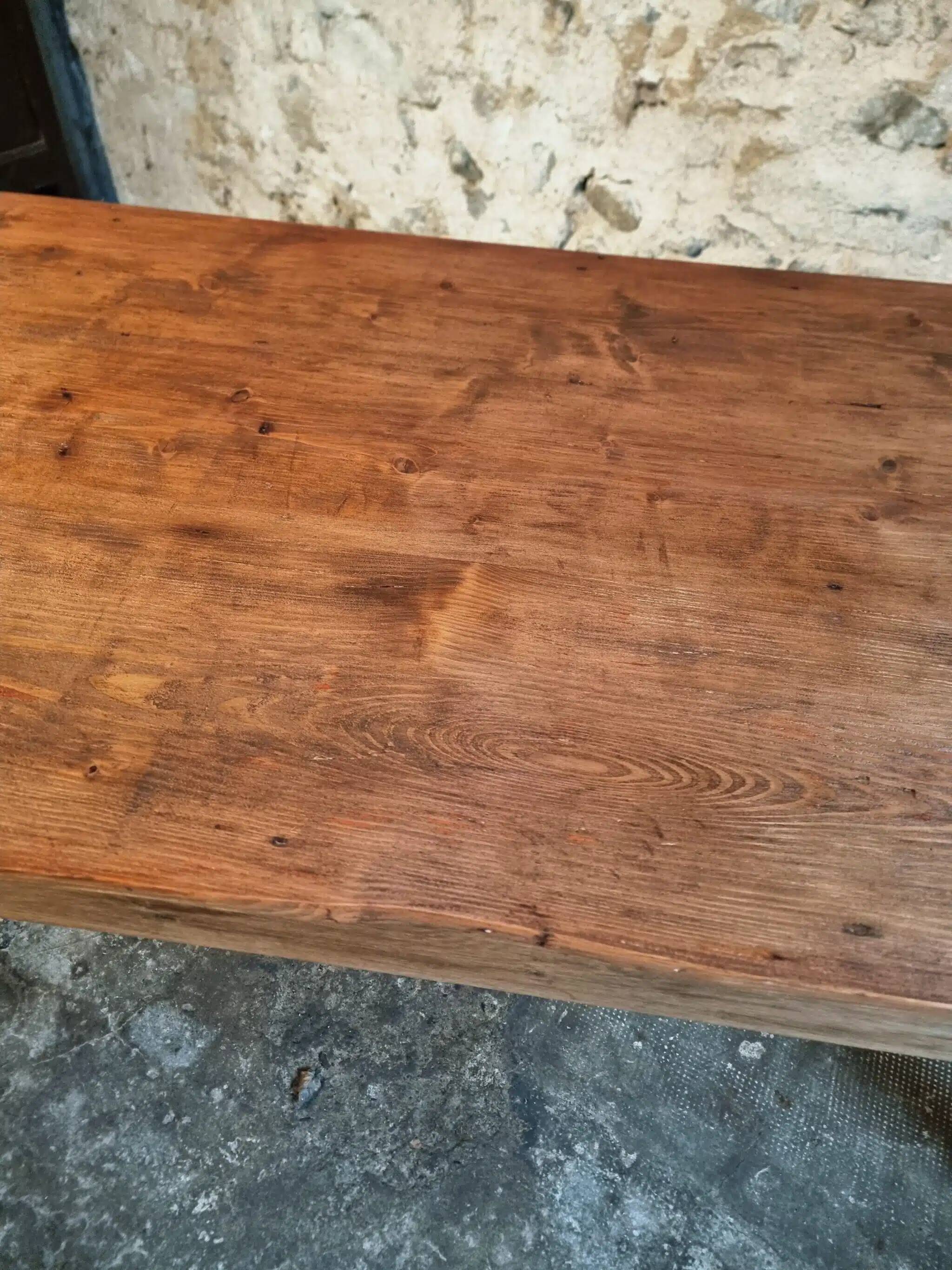 Antique French farmhouse dining table in oak and pine, circa 1900
