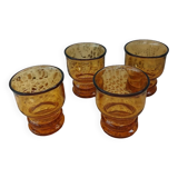 4 verres ambrés vintages