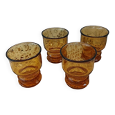 4 vintage amber glasses