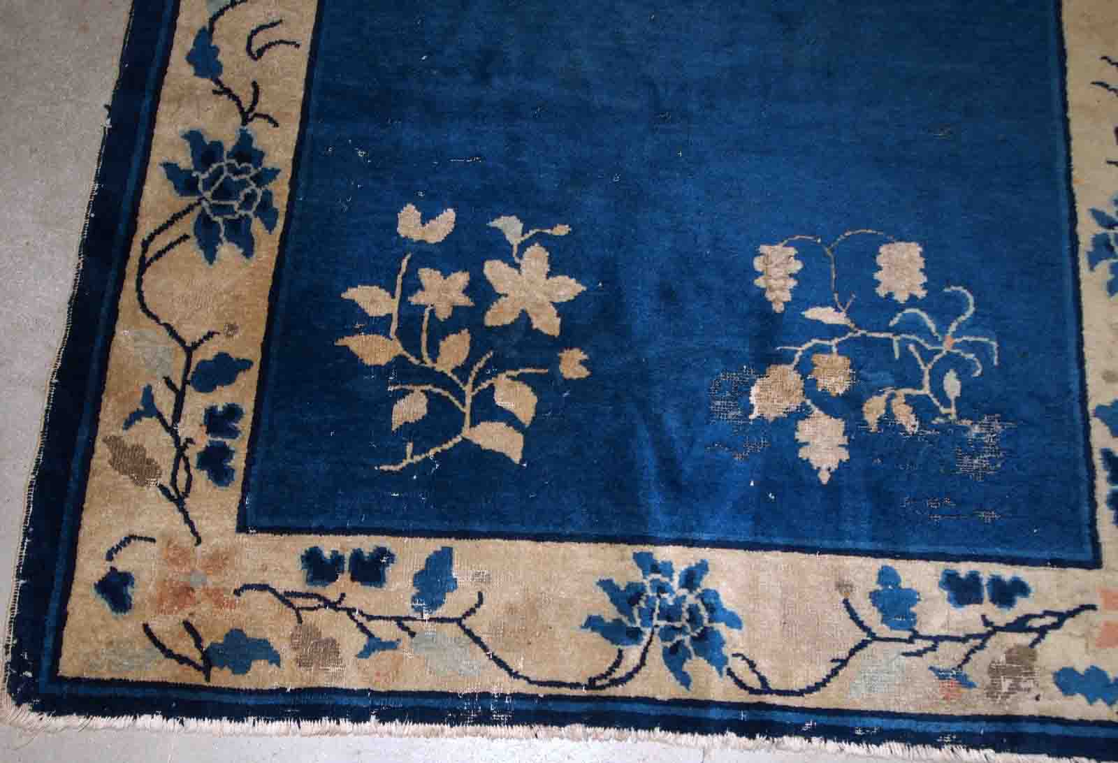 Old Chinese Peking handmade carpet 125cm x 195cm 1900s