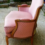 Pink velvet vintage sofa bench