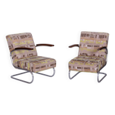 Fauteuils Bauhaus en acier chromé attribués à Mücke-Melder, République tchèque, années 1930, ensemble de 2