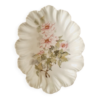 Porelana Limoges Deep Oval Tray Cut and Embossed with Pastel Flowers