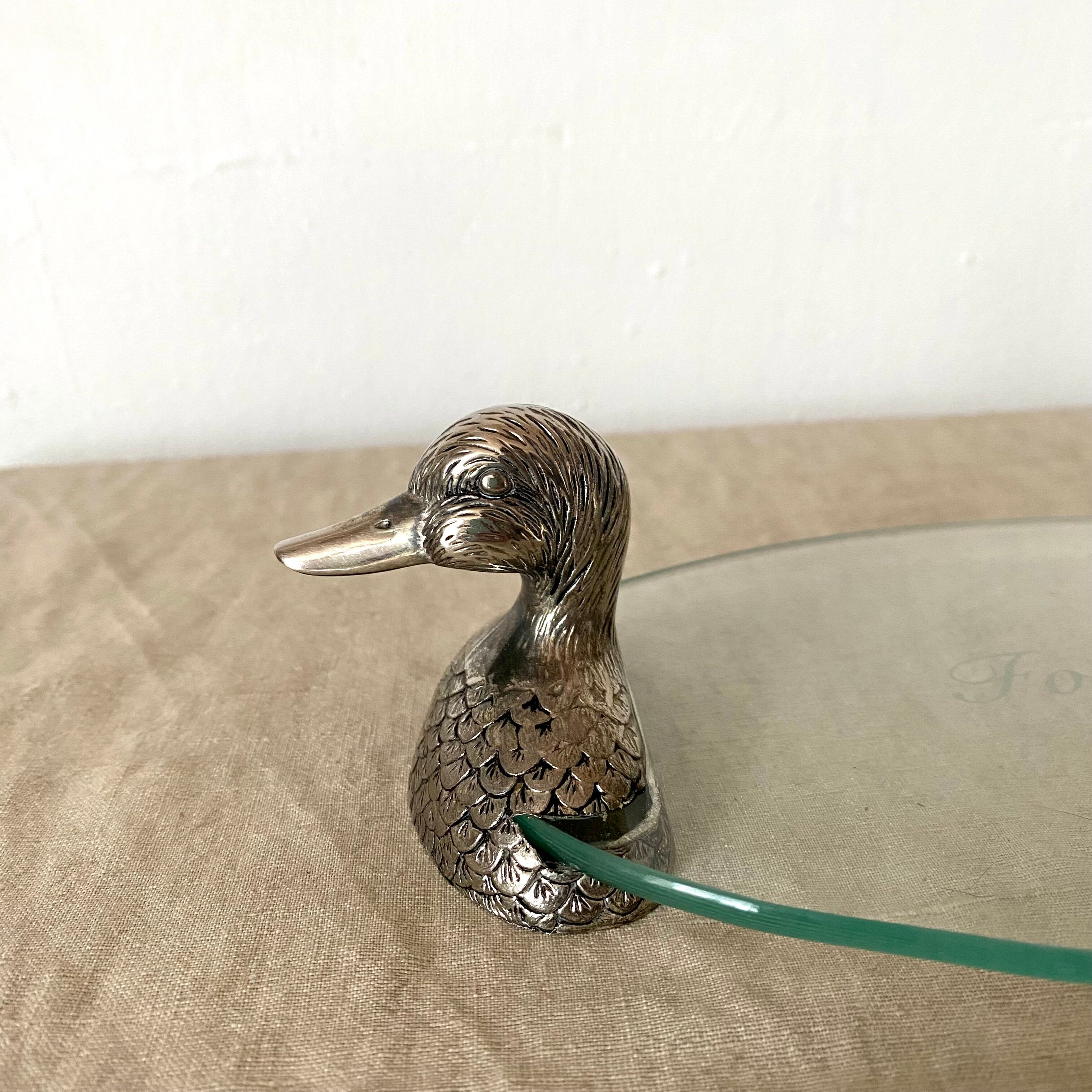 Foie gras serving dish duck glass and metal