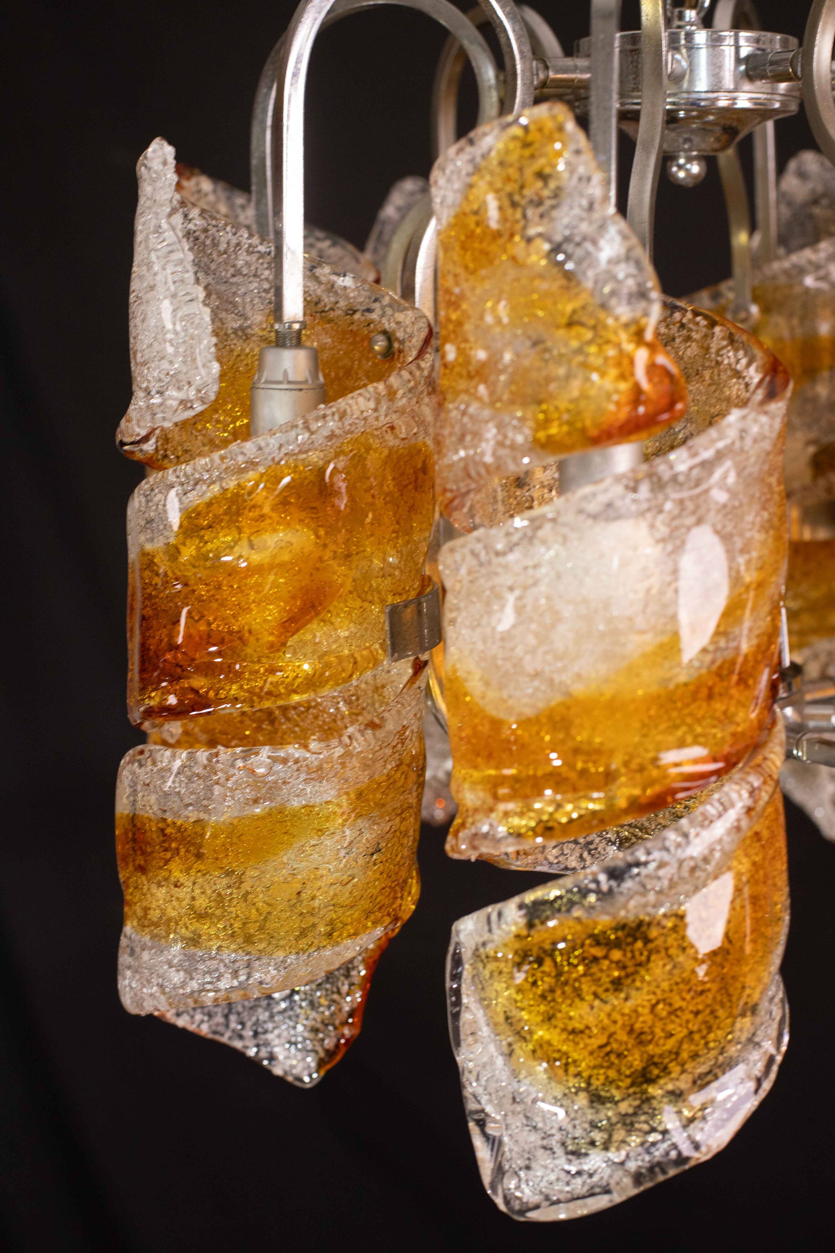 Italian Design "Twisters" Round Chandelier by Mazzega, 1970