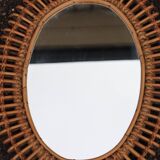 Pair of rattan mirrors attributed to Franco Albini, Italy 1950.