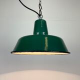 Industrial green enamel pendant lamp, 1960s
