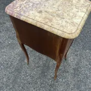 Antique marquetry bedside table – Marble top – Louis XV style