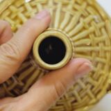 Bouteille Mini Dame Jeanne En Céramique Tressée Barbotine Majolique Vintage