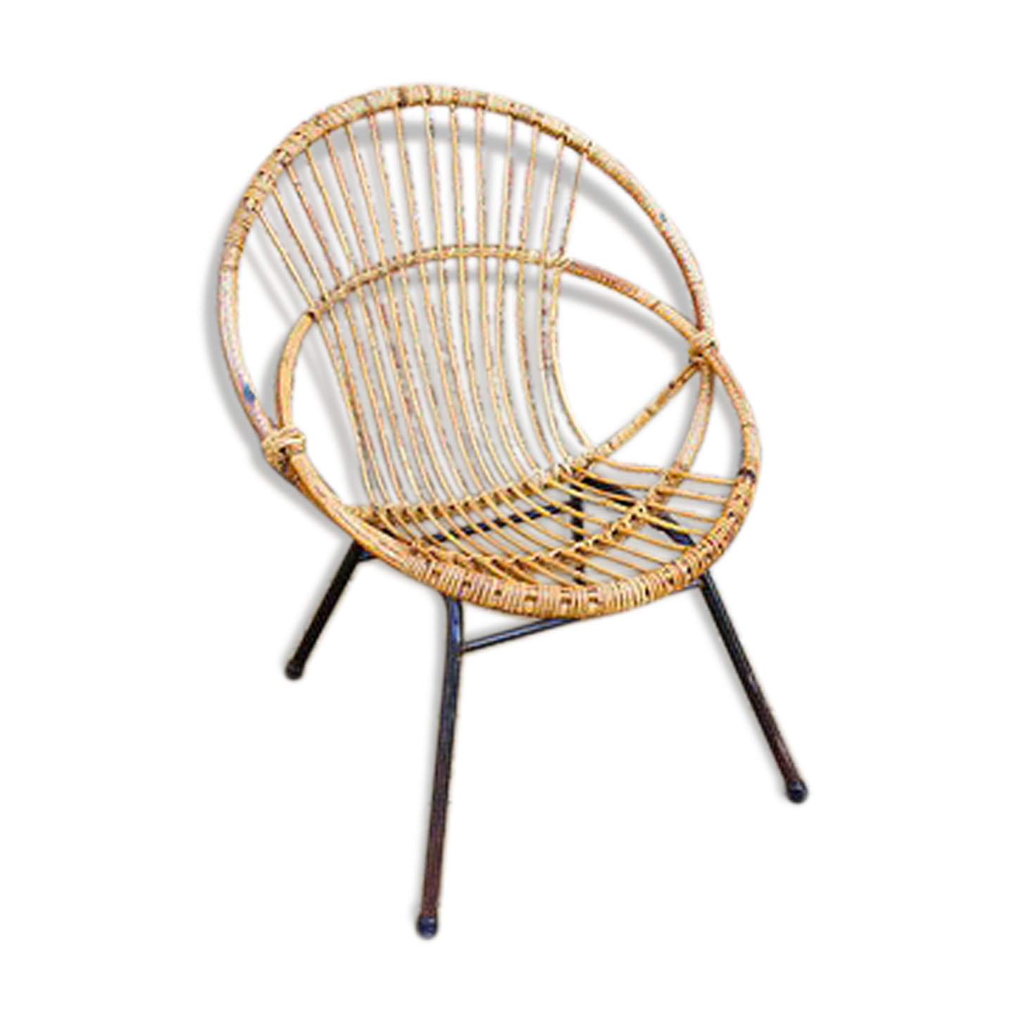 Fauteuil rotin et métal Selency