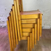 Set of 6 stackable vintage wooden chairs