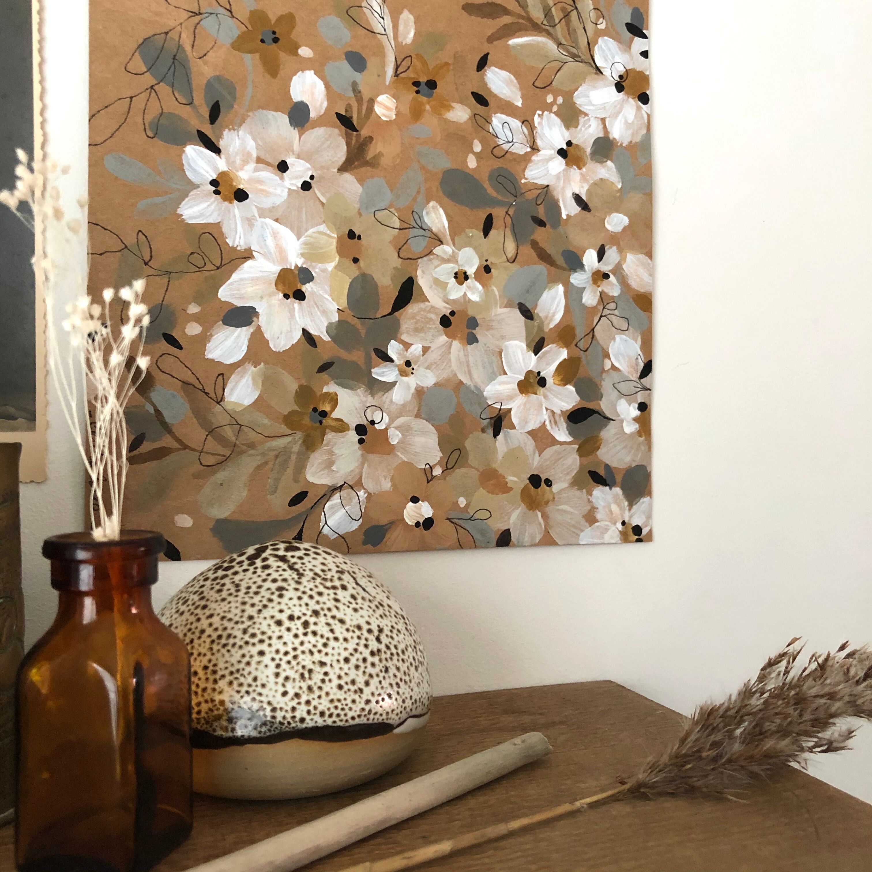 Painting A4 White Flowers In Awakening