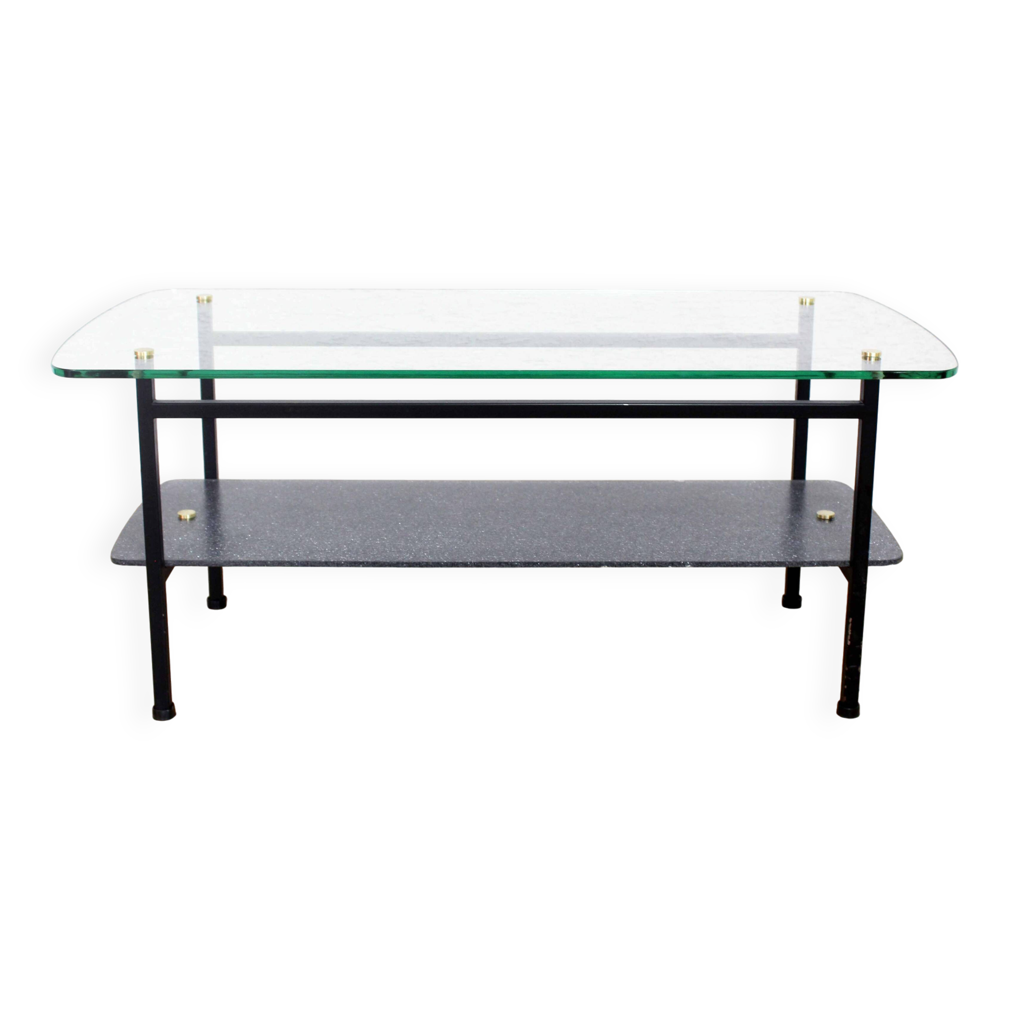 Vintage glass and metal coffee table 1970