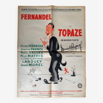 Affiche cinéma originale "Topaze" Marcel Pagnol, Dubout 60x80cm 1951