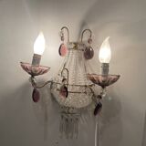 Glass Beaded Sconces Set of 2 1980’s