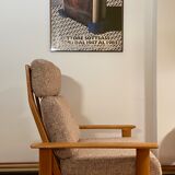 Relax armchair Scandinavian style chaise longue in wood and wool
