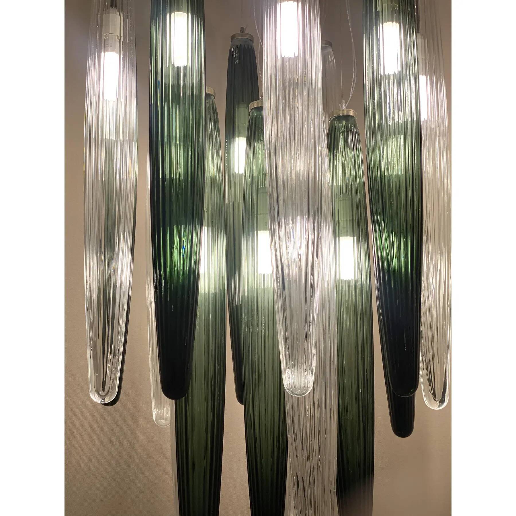 Contemporary Luxury Italian Green "Swords" Murano Glass Cascade by Simoeng