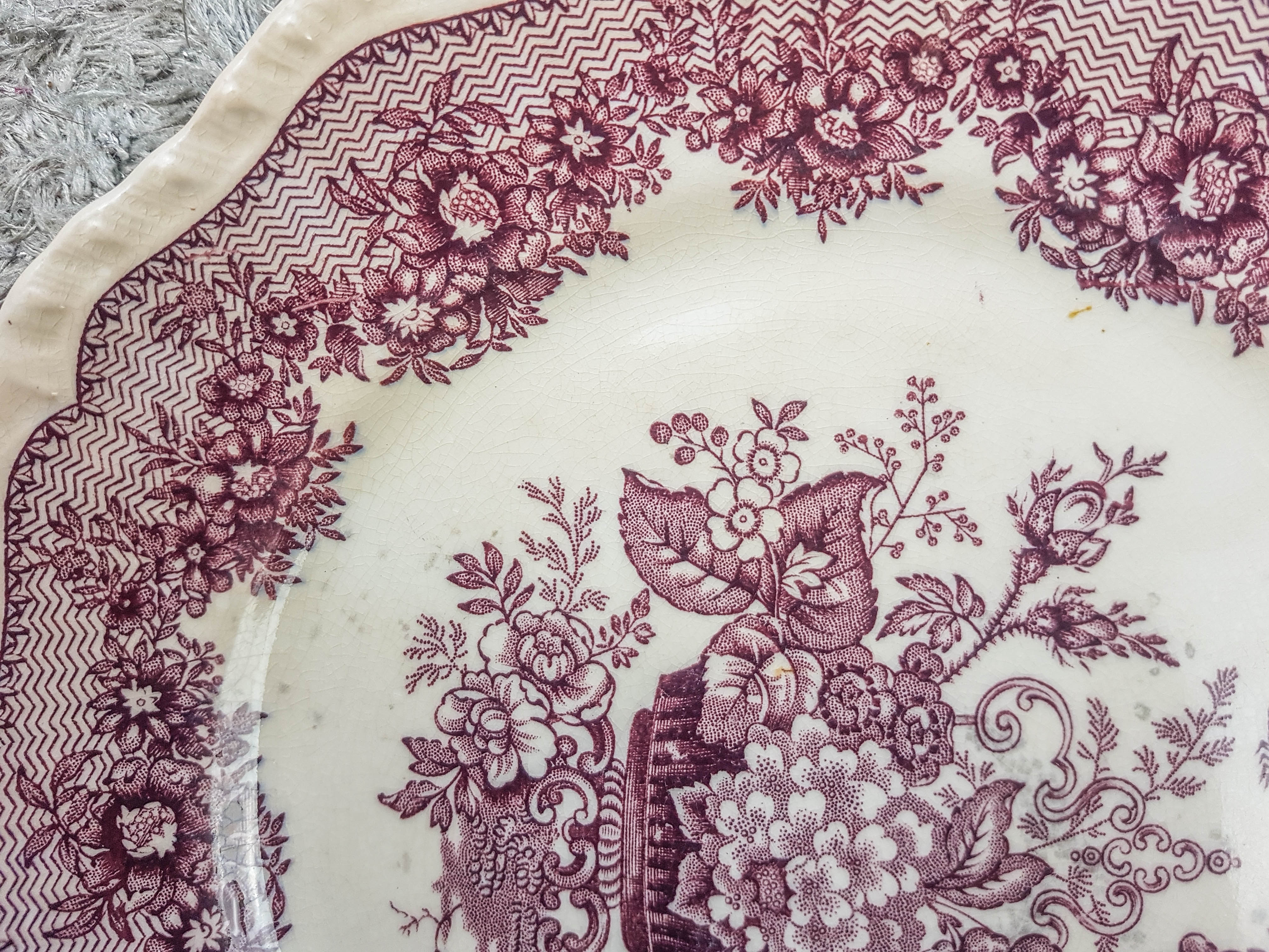 Lot de 5 assiettes violettes Mason's Patent Ironstone "ASCOT" Made in  England