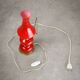 Mid-century Italian Red Glass and Brass Table / Wall Lamp