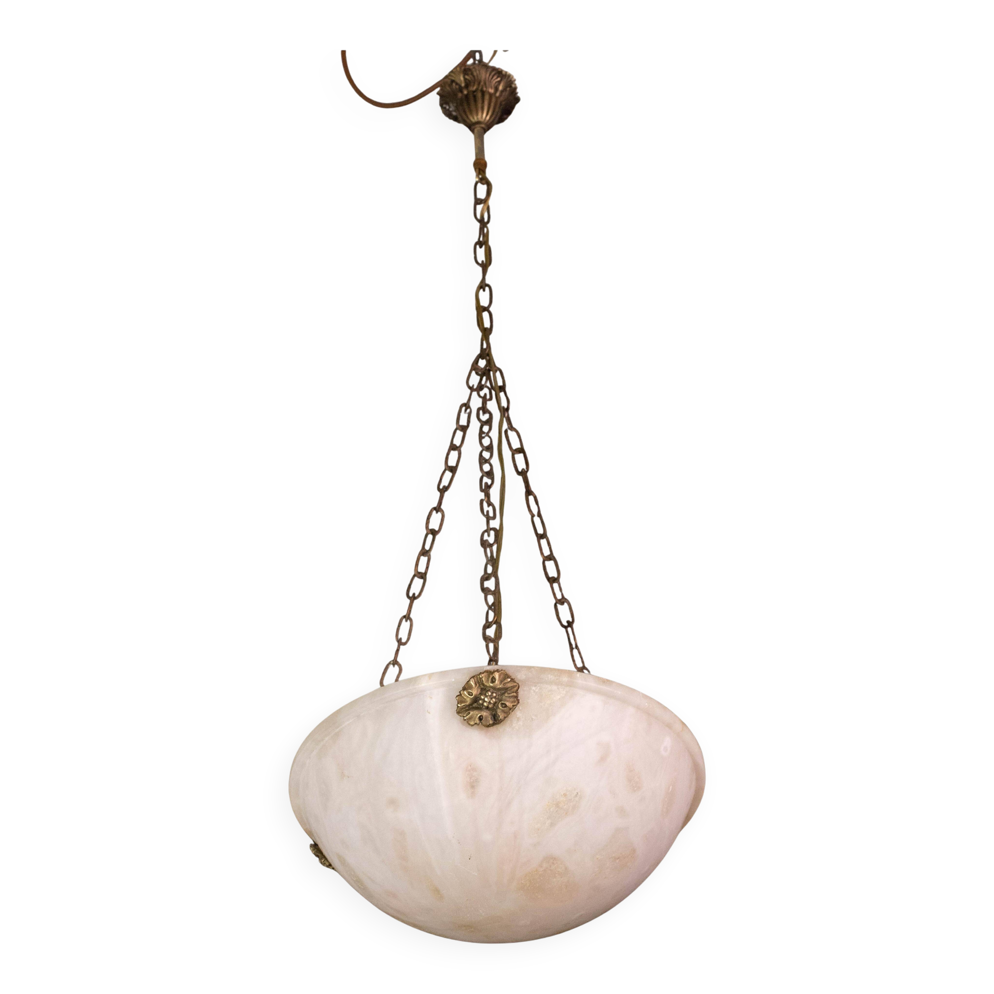 Liberty white alabaster chandelier, 1940s