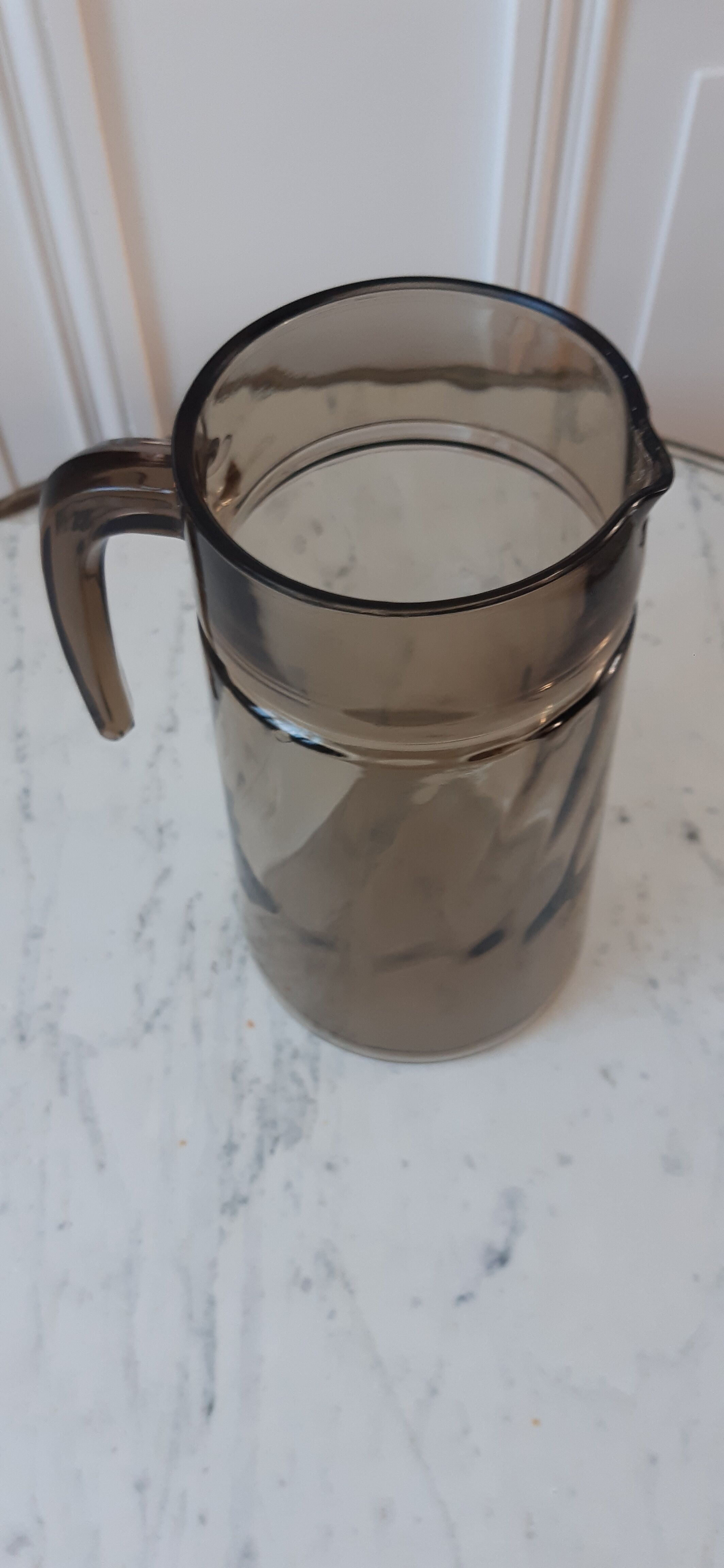 Smoked glass pitcher 70s