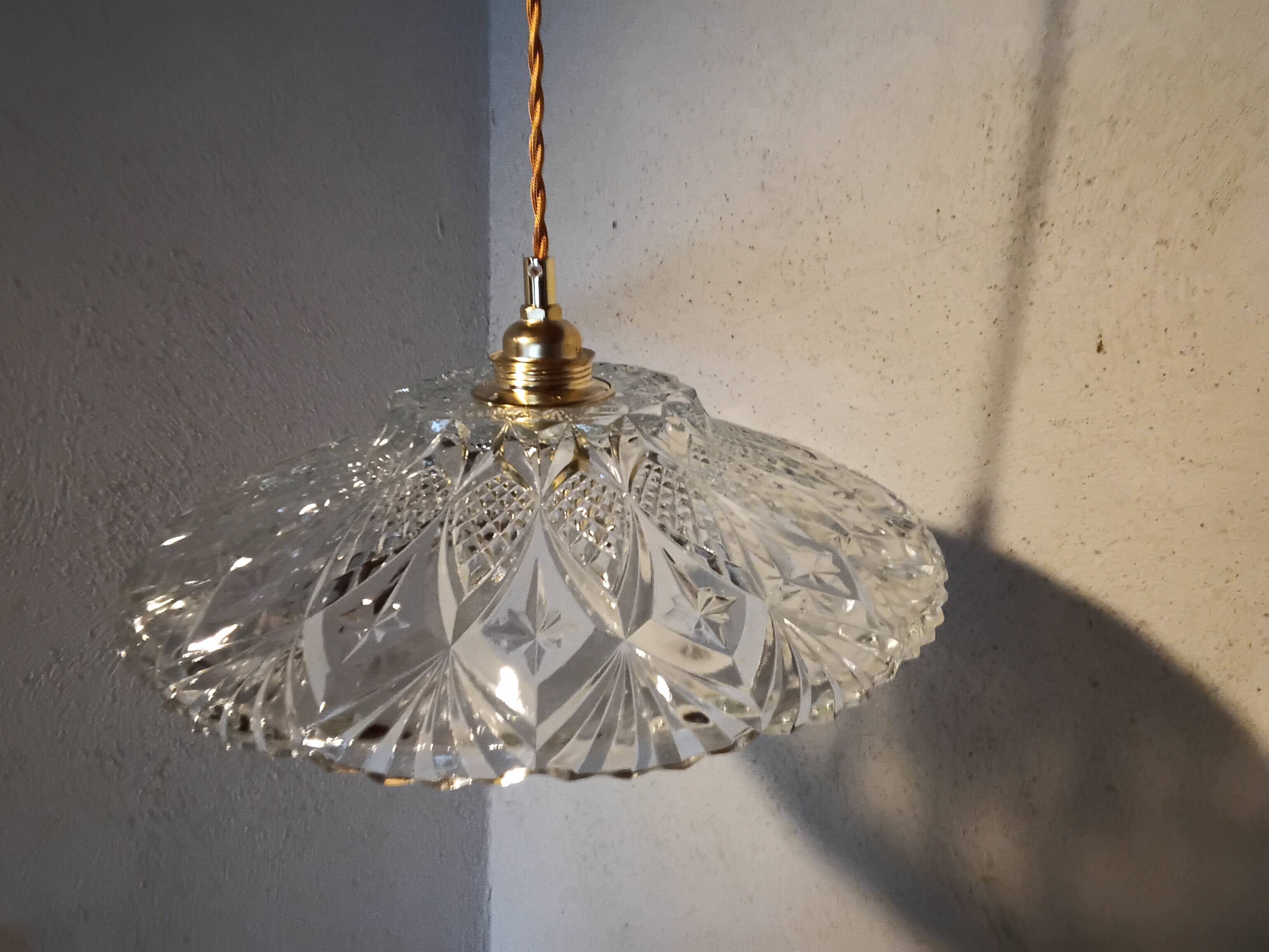 Vintage chiseled glass pendant light