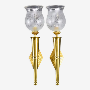 Pair of Wall Scuffles Bronze Torches and Golden Brass Torches