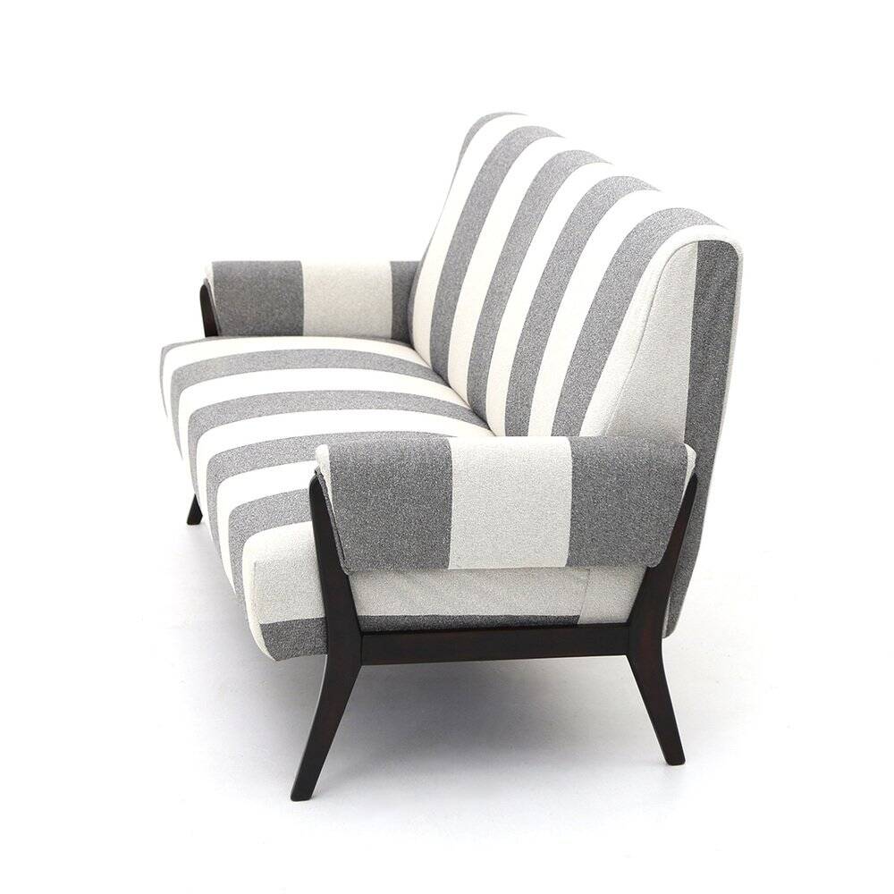 Three-seater wooden sofa, 1950s.