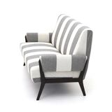 Three-seater wooden sofa, 1950s.