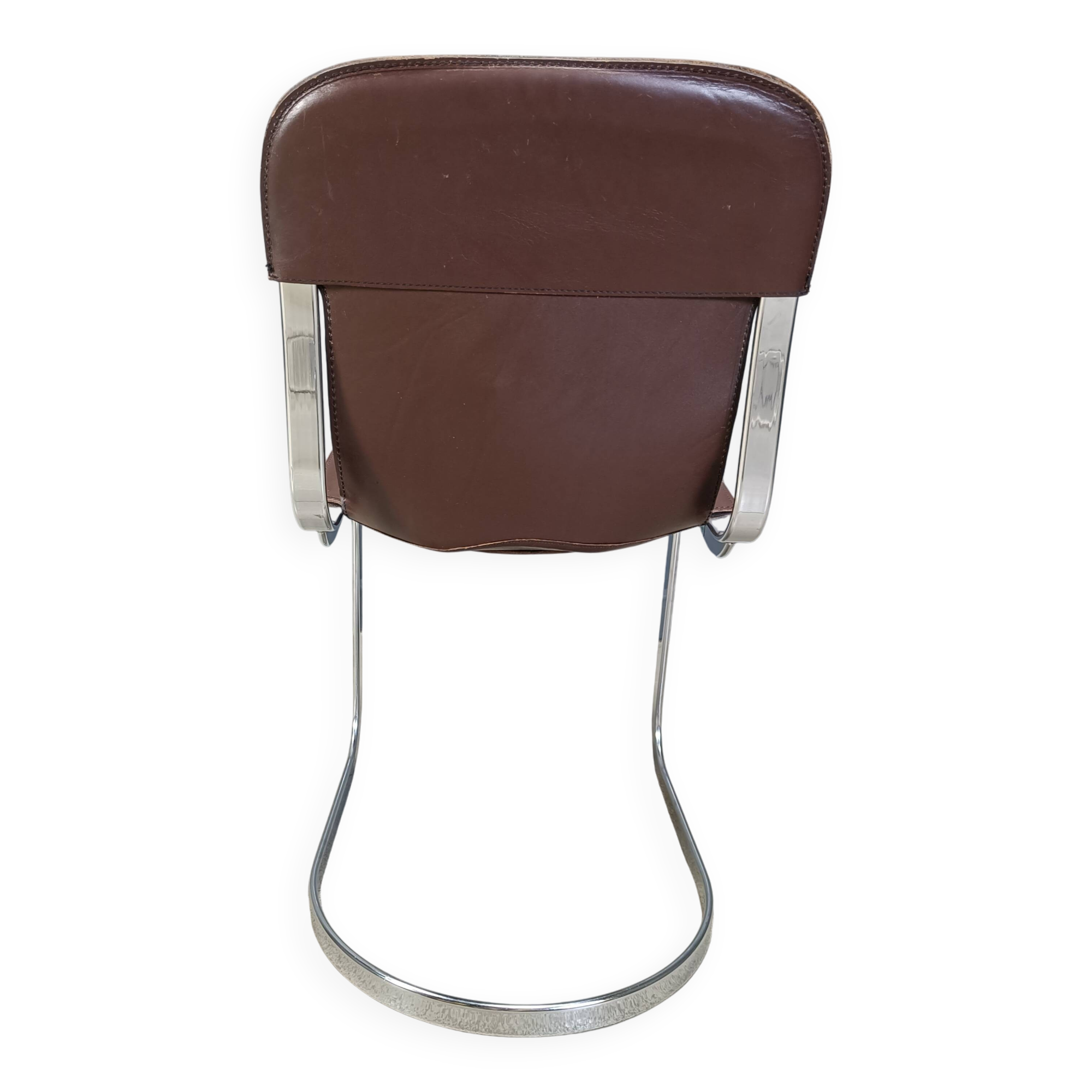 Vintage leather and chrome dining chairs by Cidue, 1970s