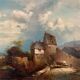 Paysage animé, huile sur toile XIXe