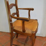 Straw armchair style Louis XV oak