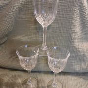 3 antique crystal stemmed glasses