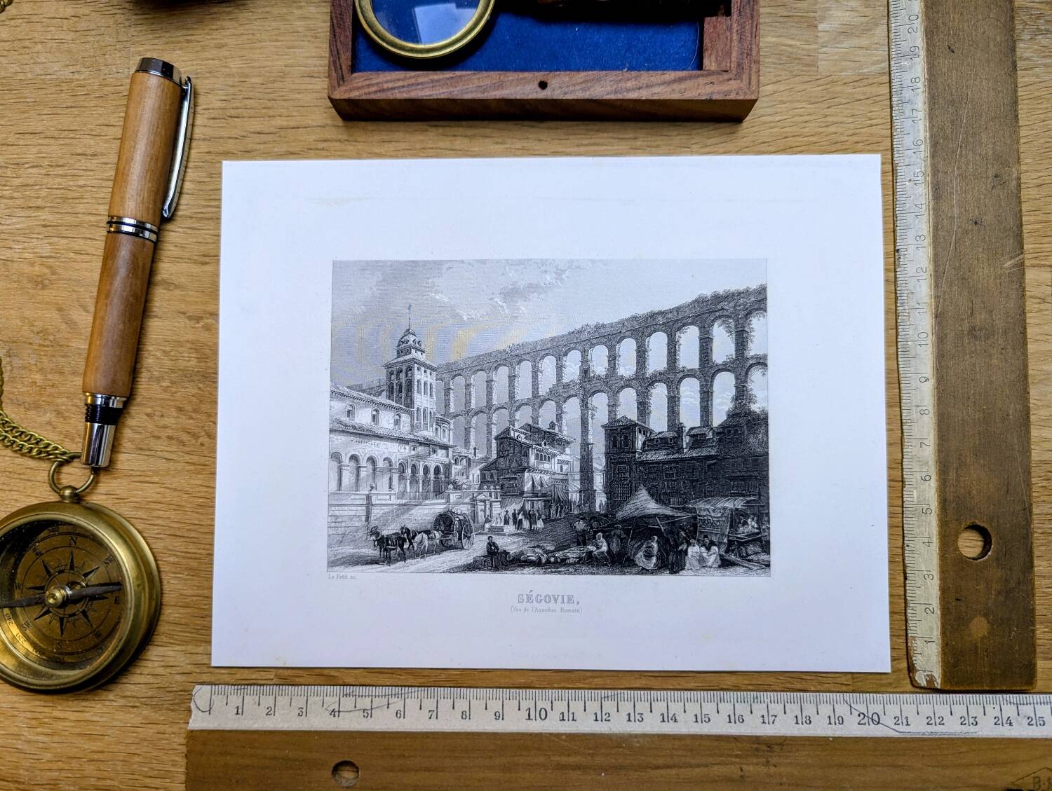 Segovia, Spain, Vintage engraving, printed in 1841.