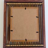 Antique French Art Deco Bamboo and Wood Wall Mirror, Early 20th Century
