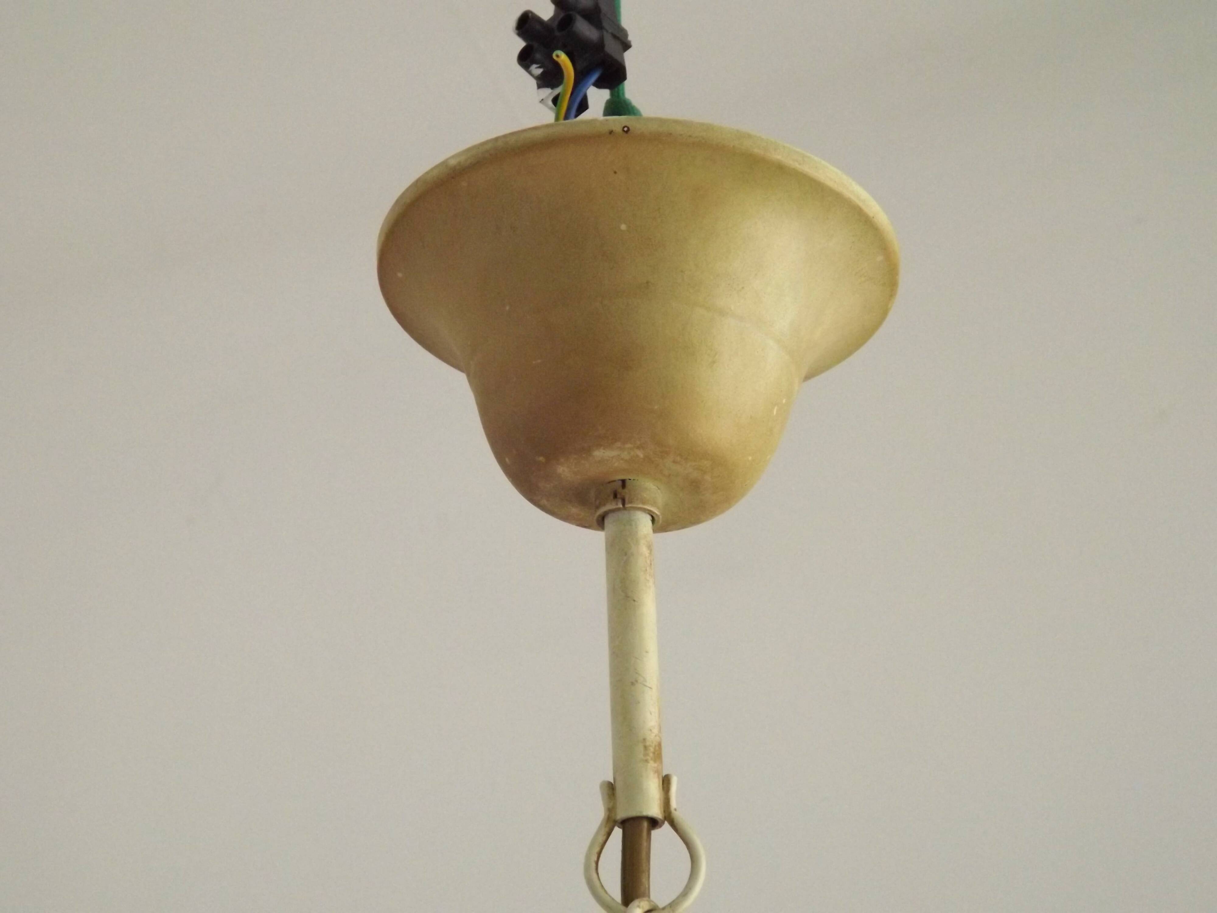 Italian Metal Ceiling Light Gold Leaf Detail Frosted Glass Bowl Shade