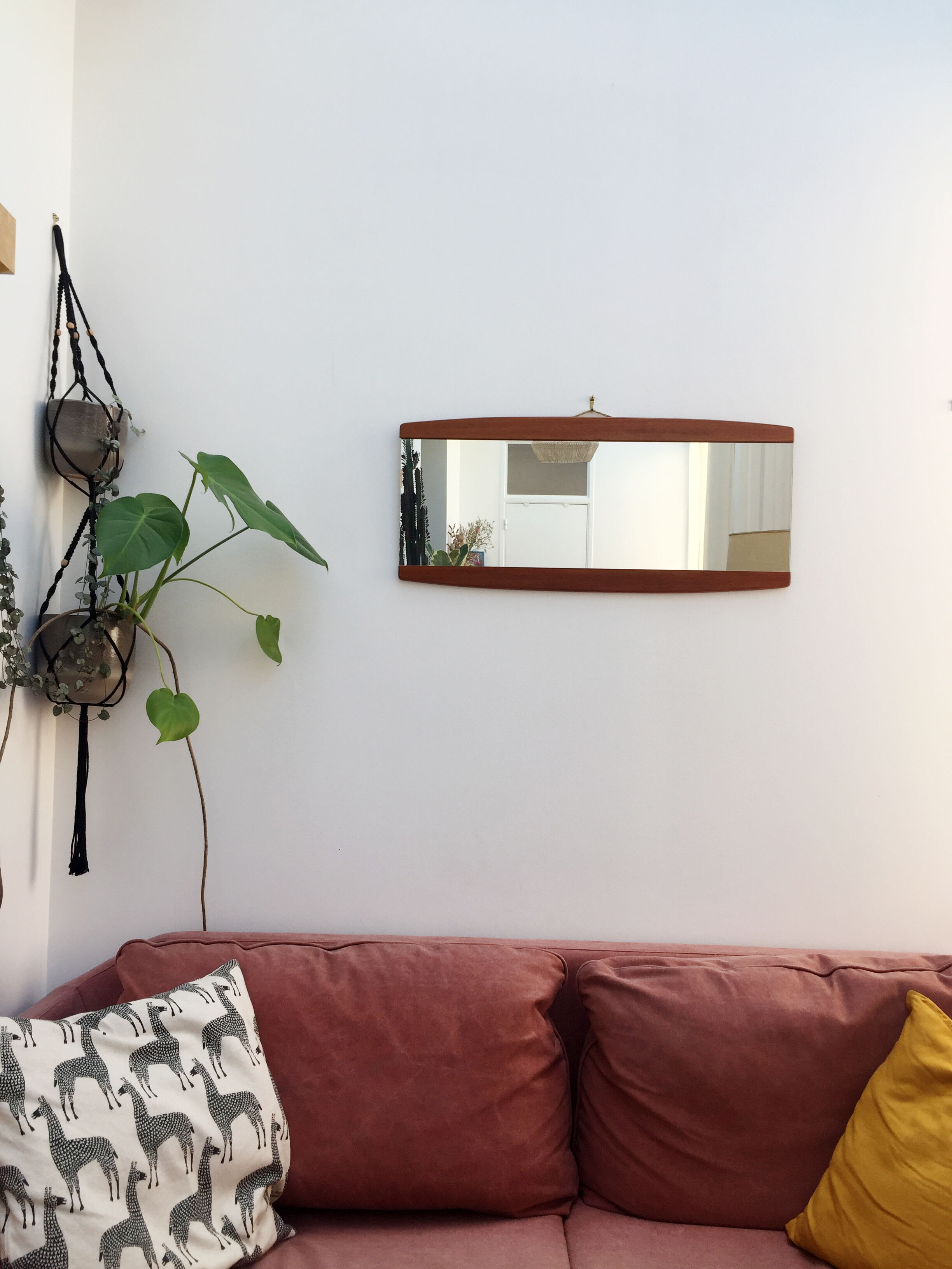 Scandinavian teak mirror 35x79cm