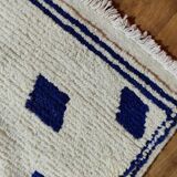 Traditional blue and white blessed Ouraine rug, size 100 x 200 cm