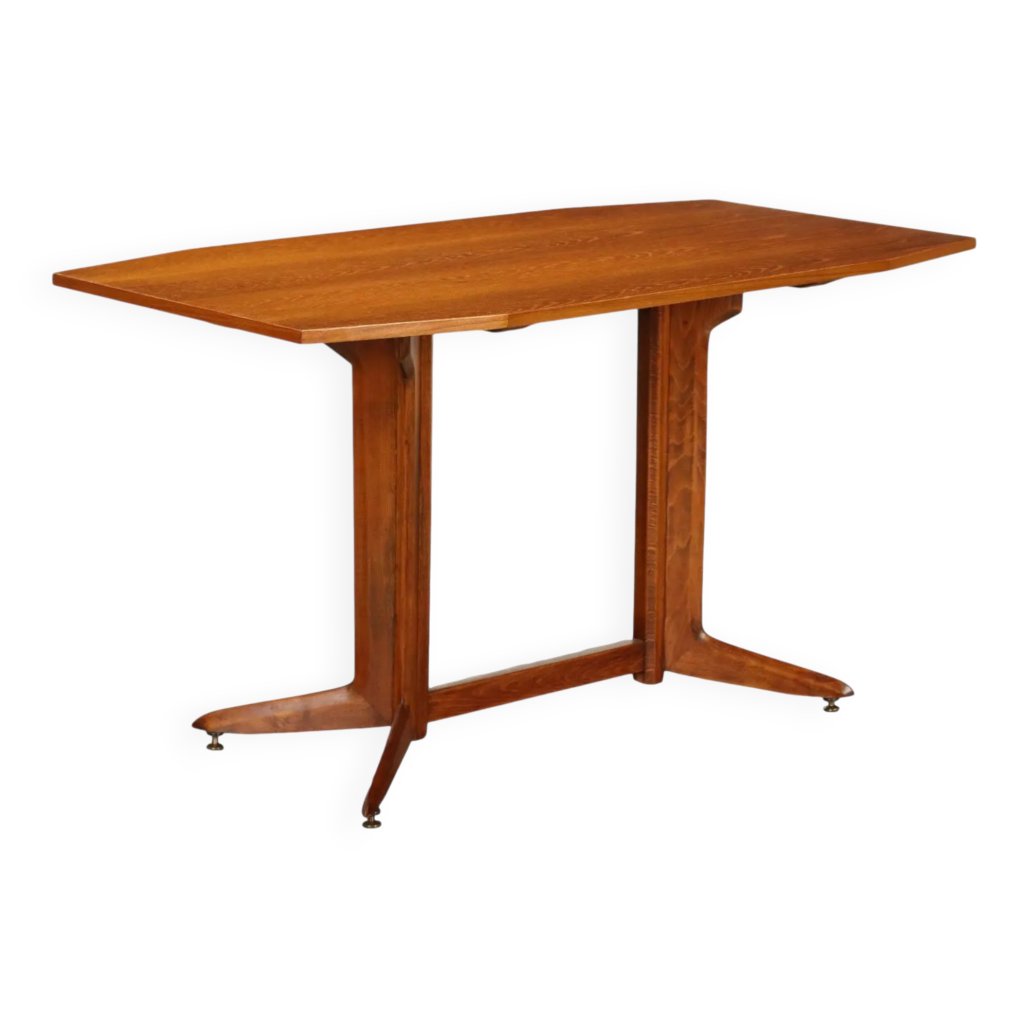 1960s vintage table in teak and beech, restored, Italy.