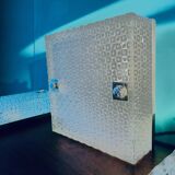 Pair of rectangular wall lights and square low relief glass wall lights. DVE Germany 1970