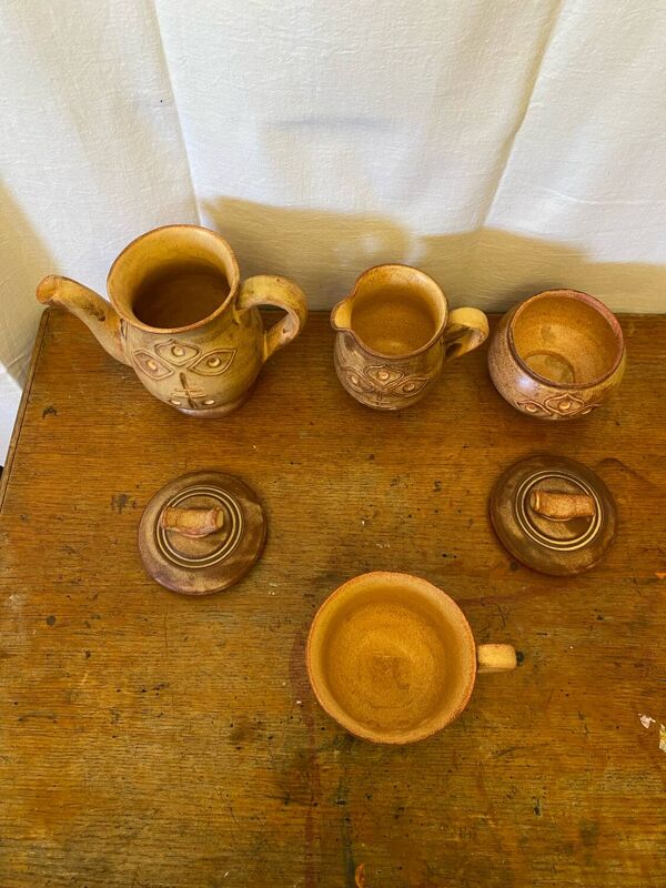 Service thé café ancien vallauris céramique beige vintage #c644