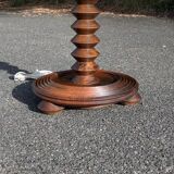 Turned wood floor lamp 1940-50 Charles Dudouyt style